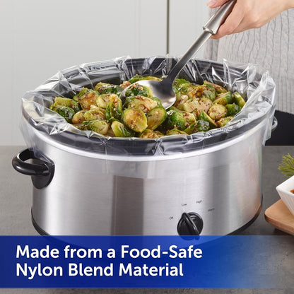 dimensions of 10.5 x 17.5 inches designed to fit 1-3 quart round slow cookers (with a regular 3-8 quart variant in the line)