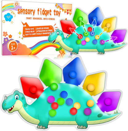 dinosaur-shaped color sorting toy with pushable colorful beads for matching activities