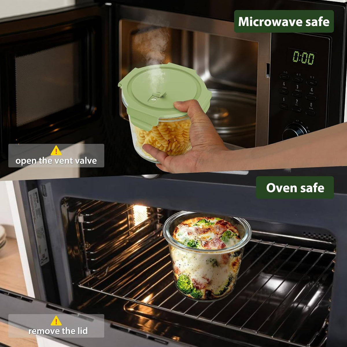 dishwasher-safe glass and snap-closure airtight seal for leak-resistant transport