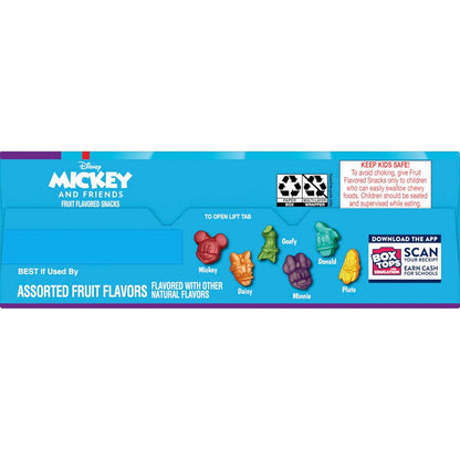 Disney Mickey and Friends Fruit Flavored Snacks, 22 Pouch Travel Snack for Road Trips and Car Cup Holders