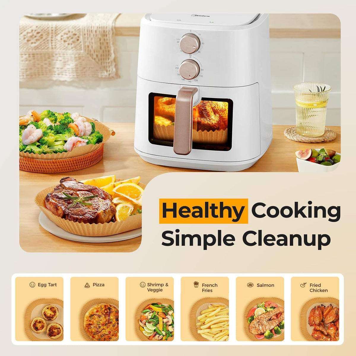 Disposable Air Fryer Liners – Toxin-Free Cooking Surface for Wellness-Focused Kitchens, 400 Count 8" Square