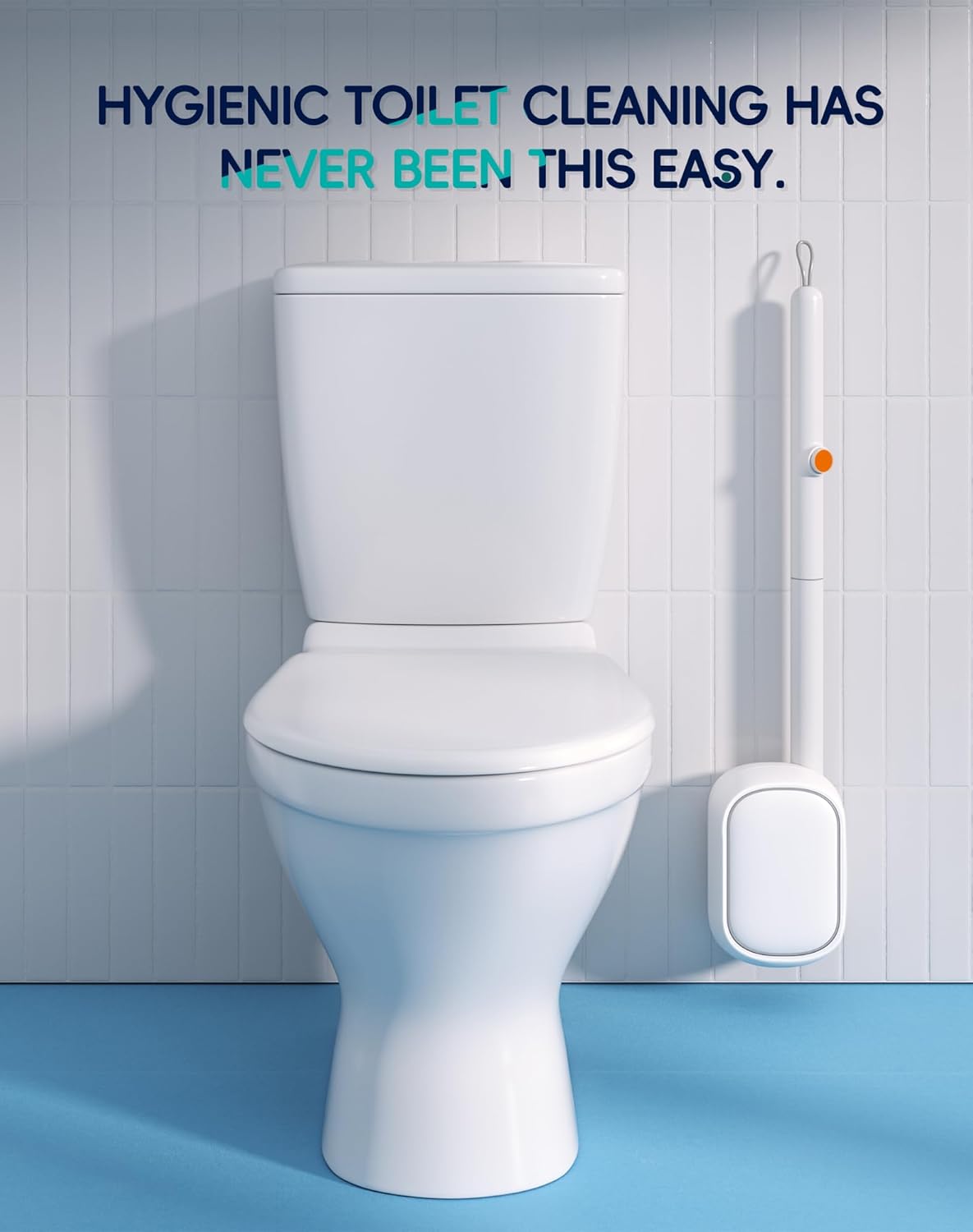 Disposable Toilet Cleaning System - Designer Wall-Mounted Toilet Brush Caddy for Coordinated Bathroom Aesthetic