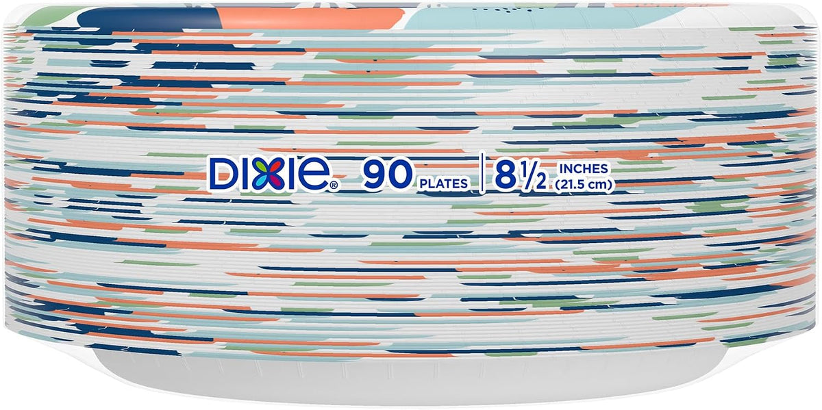 Dixie Heavy-Duty Paper Plates 8.5 Inch 90 Count, Disposable Plates for Team Lunches, Training Sessions, and Office Potlucks