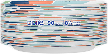Dixie Heavy-Duty Paper Plates 8.5 Inch 90 Count, Disposable Plates for Team Lunches, Training Sessions, and Office Potlucks