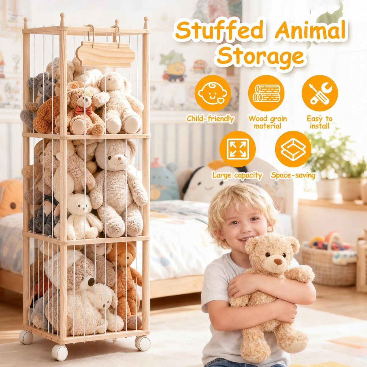 diy customizable nameplate included for personalizing the 'stuffed animal zoo'