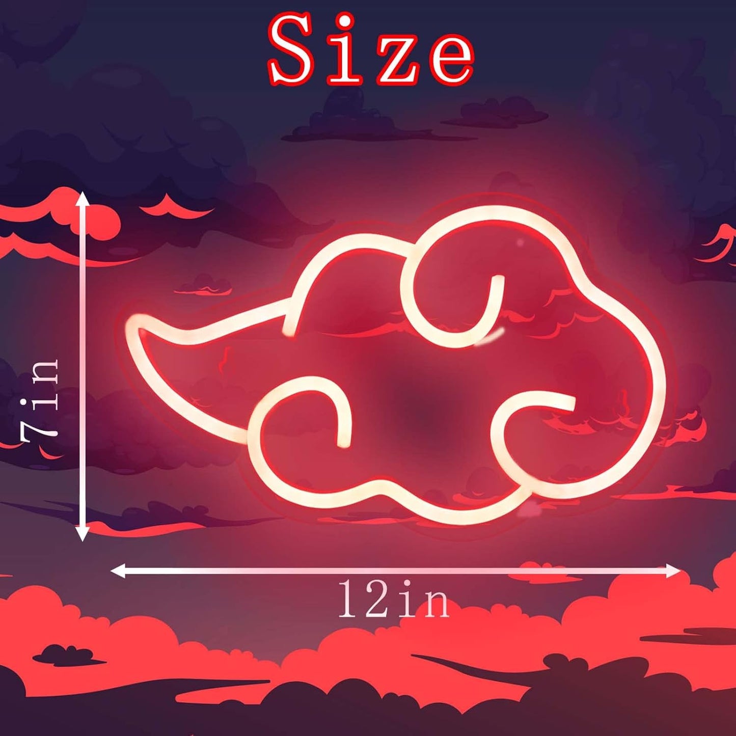 Dleouly Anime Cloud Neon Sign – Cozy Bedroom Decor Accent with Dimmable Glow, 12 x 7 Inch Wall Mounted Light