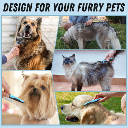 Docrok 2-in-1 Undercoat Rake - Soothing At Home Spa Experience for Your Cat or Dog, Soft Edges for Comfortable Grooming