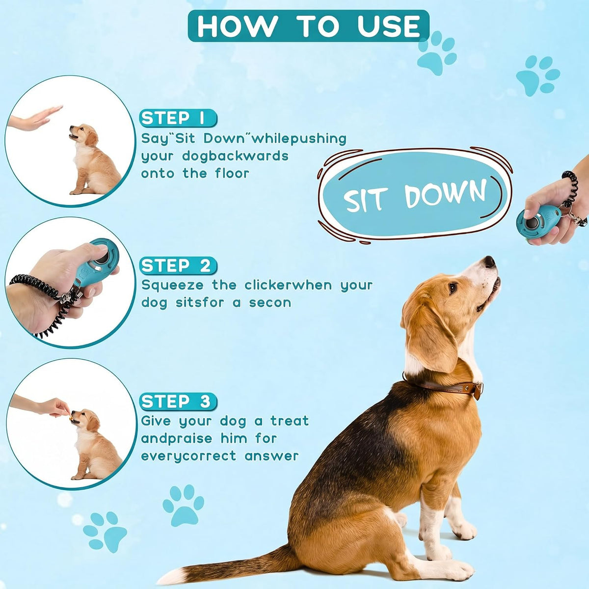 Dog Training Clicker with Keyring Clip - Portable Trainer for the Dog Park, Backyard, and Beyond