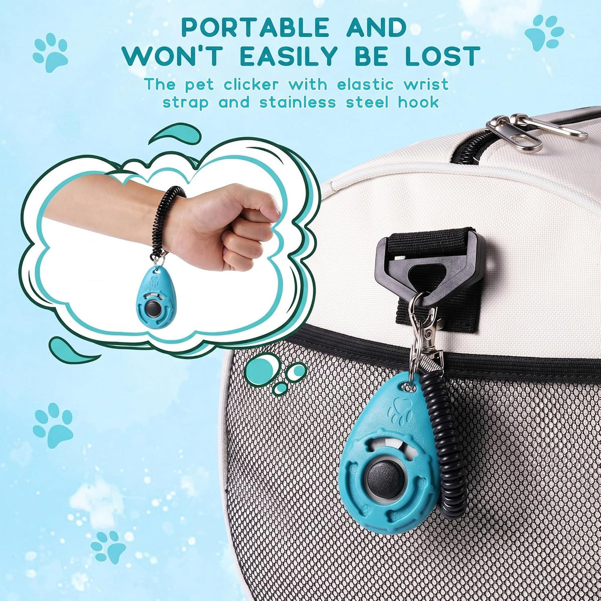 Dog Training Clicker with Keyring Clip - Portable Trainer for the Dog Park, Backyard, and Beyond