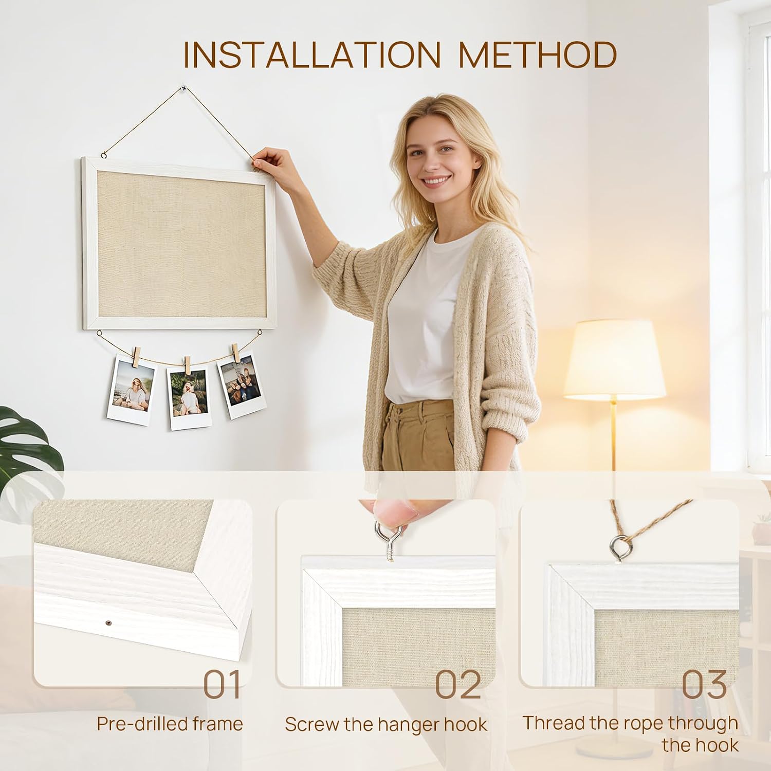 DOLLAR BOSS Double-Sided Linen Bulletin Board – Thoughtful Housewarming Gift for New Homeowners