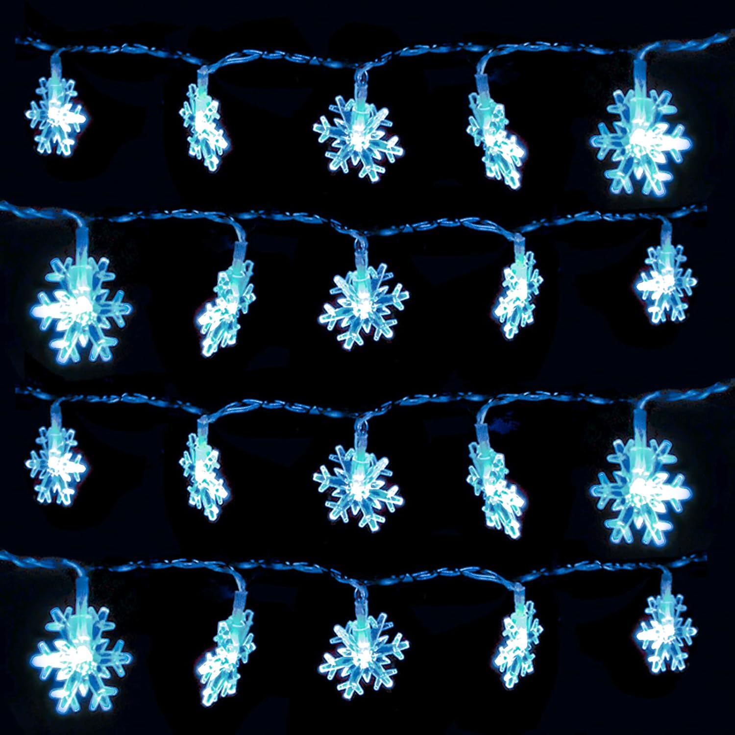 DomeStar Snowflake String Lights – Child Safe Nursery Night Light, Low Voltage LED Battery Lights for Kids Room