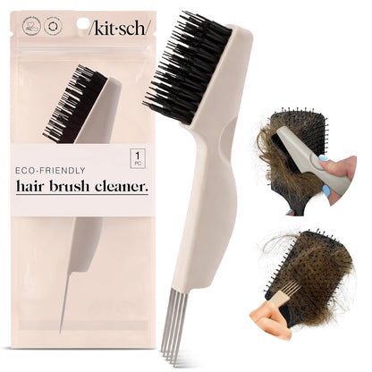 double-sided 2-in-1 design with fine metal pick on one end and durable cleaning bristles on the other