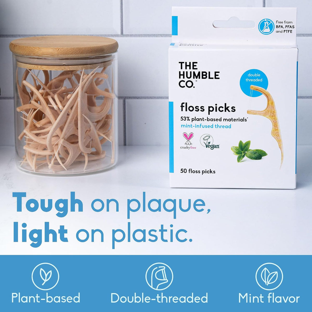 double-thread shred-resistant floss (plus single thread and molar variants)