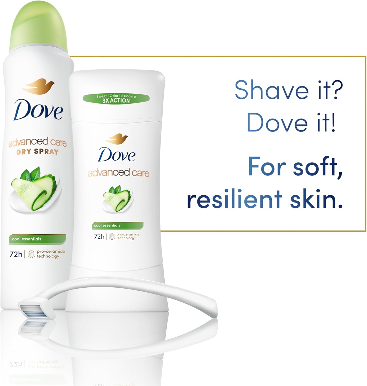 Dove Advanced Care Anti-Perspirant Stick – Gentle Formula for Sensitive Underarm Skin, Pro Ceramide Barrier Repair Without Clinical-Strength Irritation, Twin Pack 2.6 oz