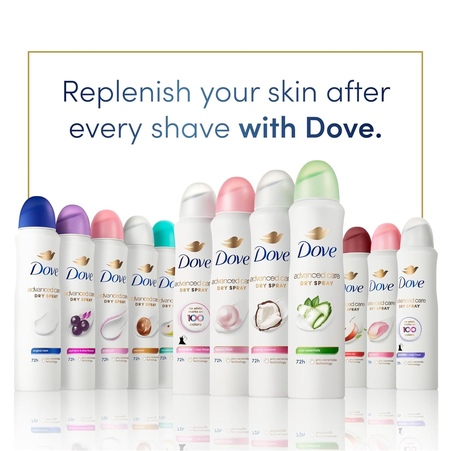 Dove Advanced Care Antiperspirant Deodorant Dry Spray Cool Essentials – Mindful Post-Shave Skin Barrier Care for the Home Bathroom, 3.8 oz