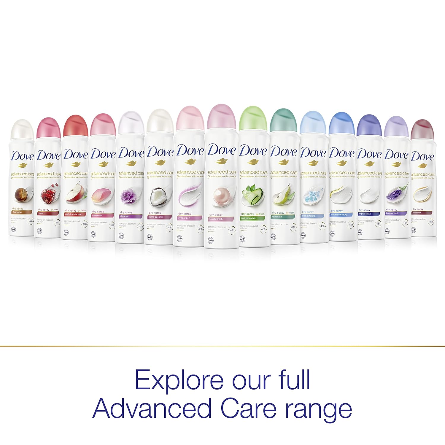Dove Advanced Care Caring Coconut Dry Spray – Alcohol-Free Daily Underarm Treatment with 1/4 Moisturizers for Mindful Bath Routines