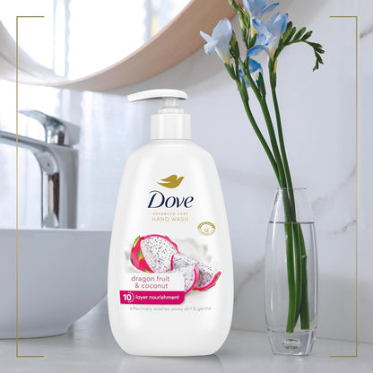 Dove Advanced Care Dragonfruit & Coconut Hand Wash 4 Count – Tropical Scented Hand Soap for a Spa-Like Bathroom Escape