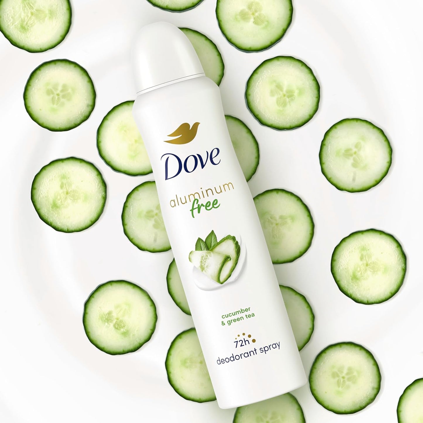Dove Aluminum Free Deodorant Spray Cucumber & Green Tea Self Care Gift Set for Her 3 Count 4 oz