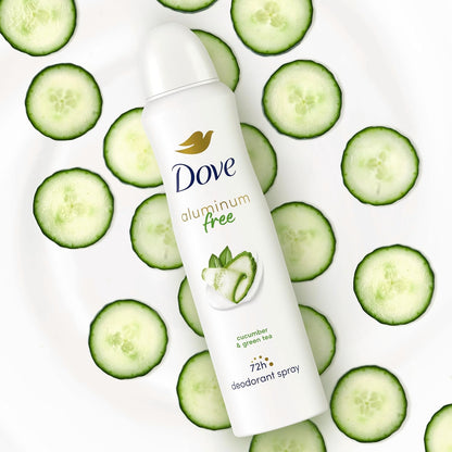 Dove Aluminum Free Deodorant Spray Cucumber & Green Tea Self Care Gift Set for Her 3 Count 4 oz