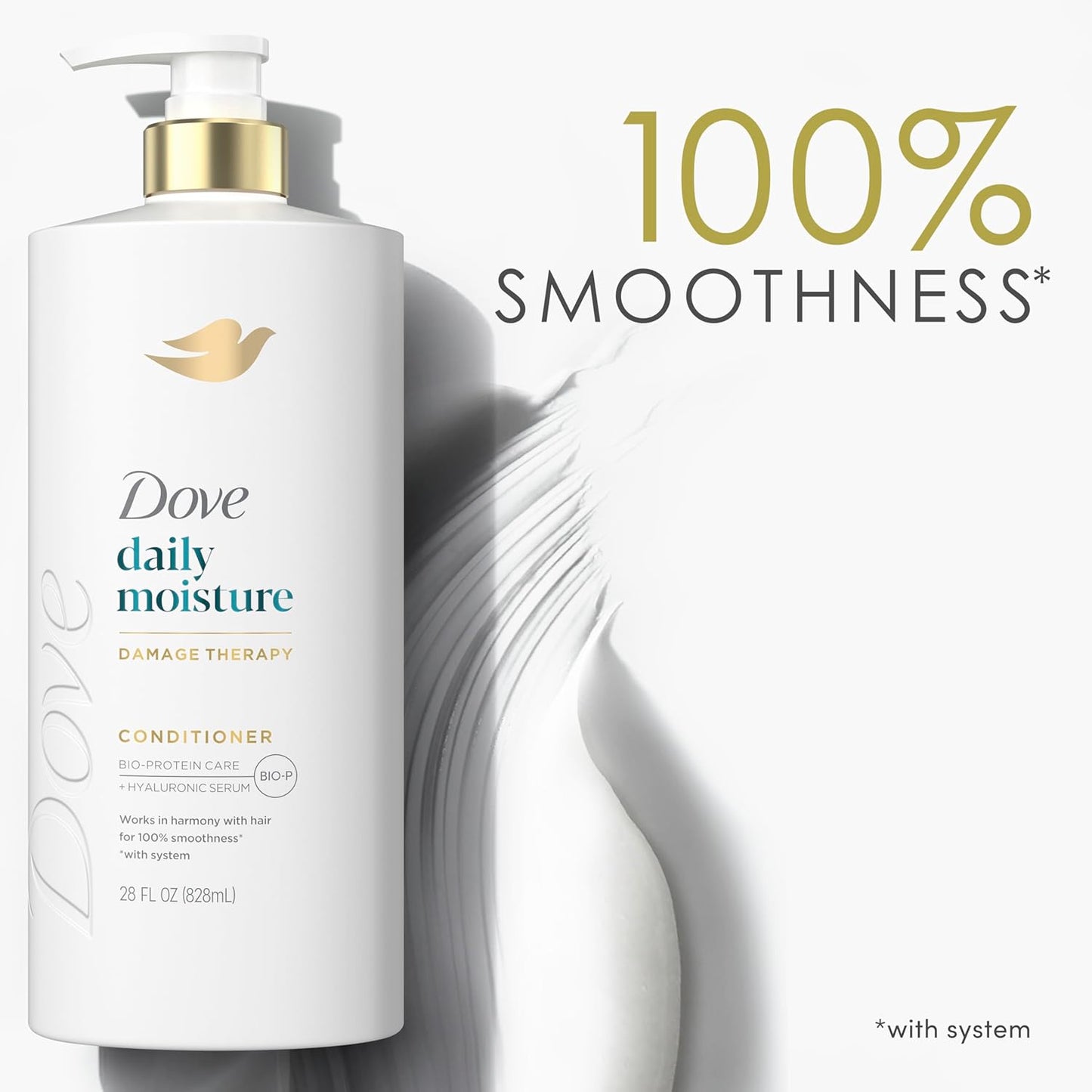 Dove Conditioner Daily Moisture 28 oz – Premium Hyaluronic Serum Hair Repair for an Elevated Vanity Counter
