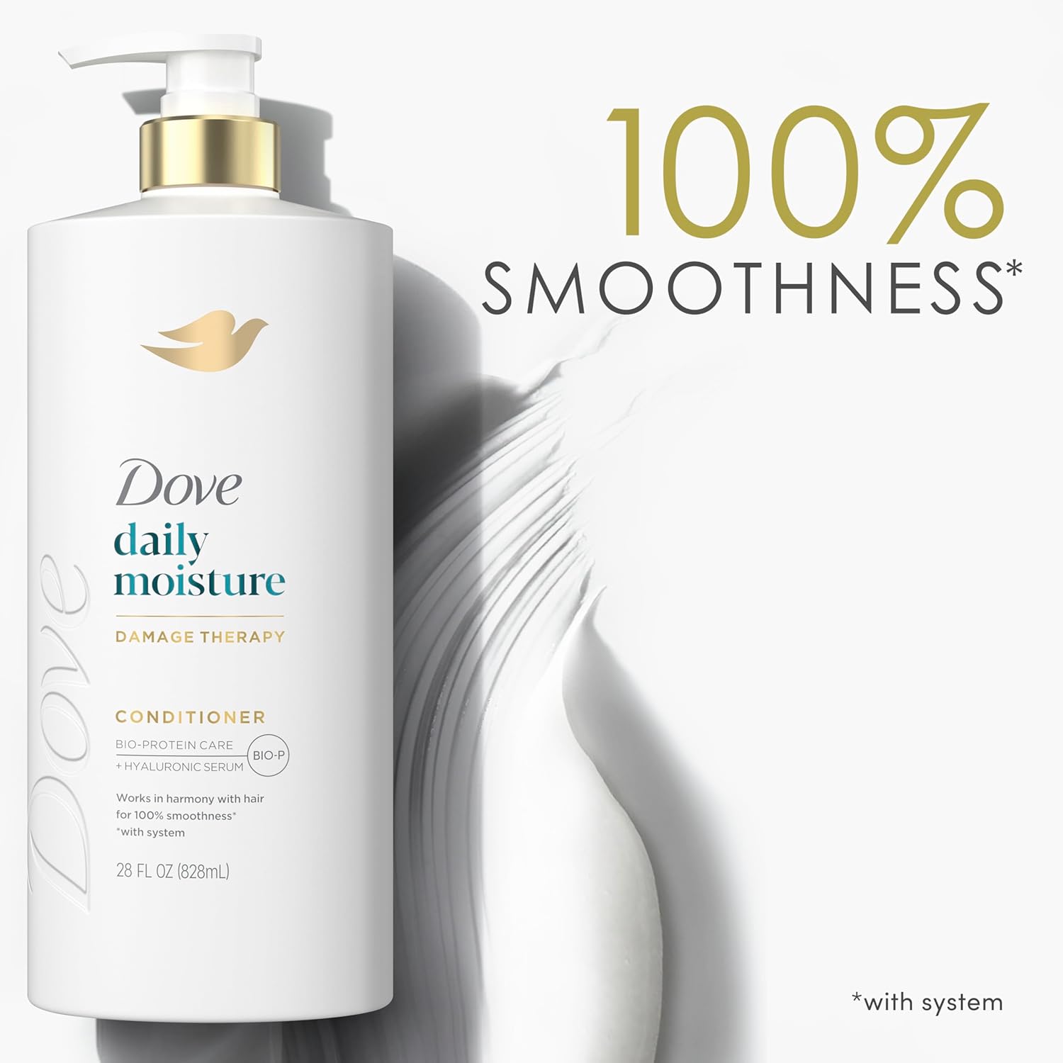 Dove Conditioner Daily Moisture 28 oz – Premium Hyaluronic Serum Hair Repair for an Elevated Vanity Counter