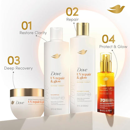 Dove Damage Therapy Bi-Phase Serum + Oil – Travel-Toiletry UV Defense for Beach and Pool Days, 70-Hour Shield