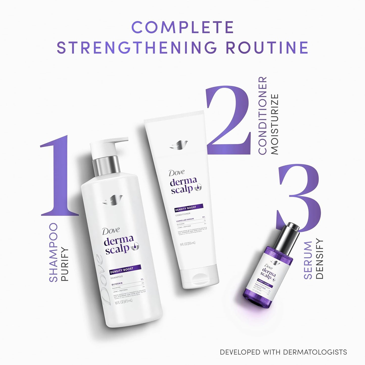 Dove Derma Scalp Density Boost Shampoo – Calming Scalp Therapy for Stress-Related Hair Loss, Restorative Wash