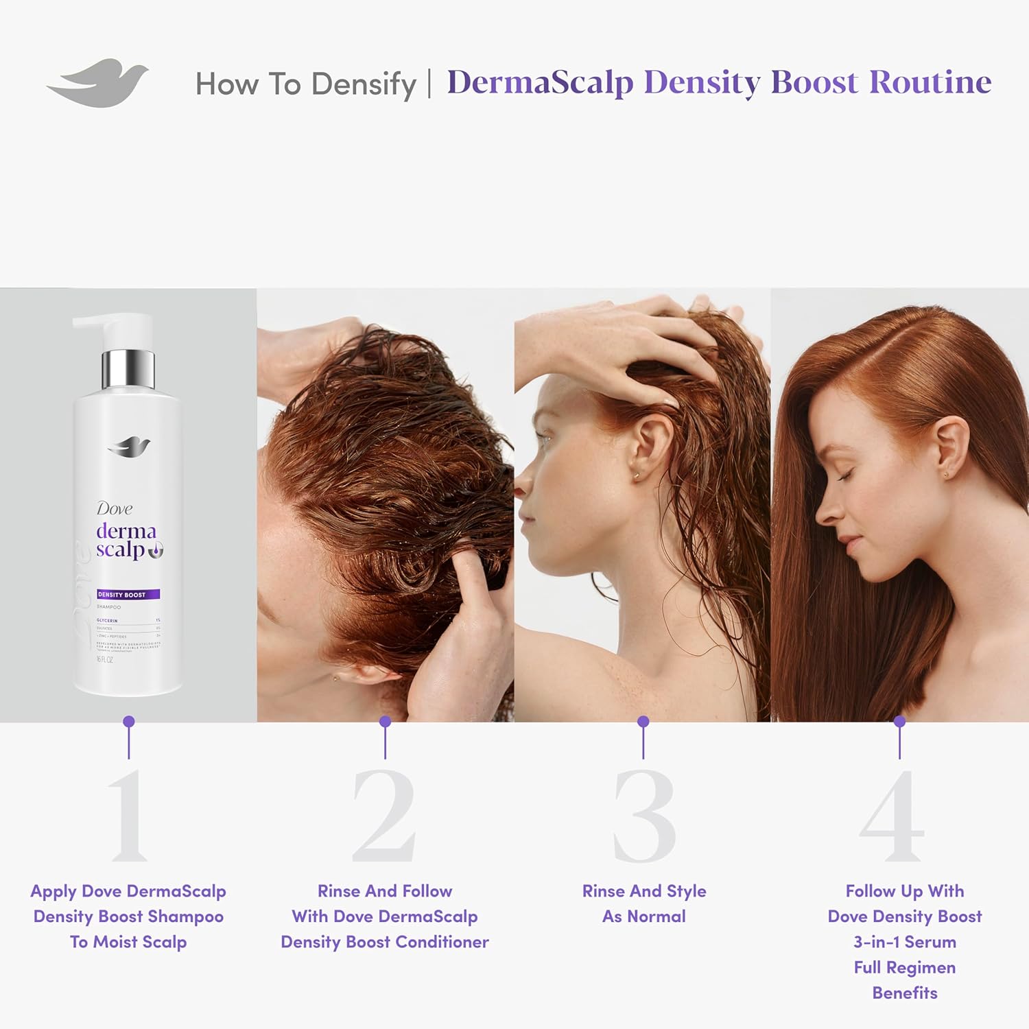 Dove Derma Scalp Density Boost Shampoo – Evening Wind-Down Hair Care for Brittle Strands, Gentle Daily Wash