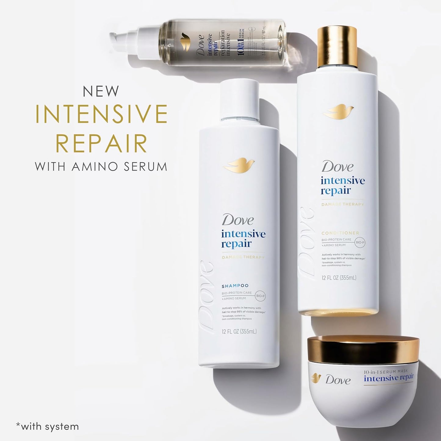 Dove Intensive Repair Amino Serum – Mindful Self-Care Ritual for Chemically Damaged Hair, Daily Strengthening Treatment