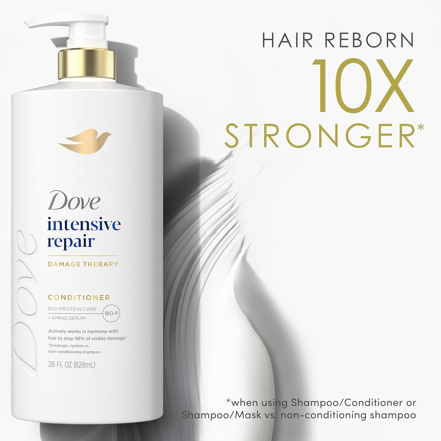 Dove Intensive Repair Conditioner – Family-Safe Vegan Hair Repair Formula for Shared Showers, 28 Fl Oz