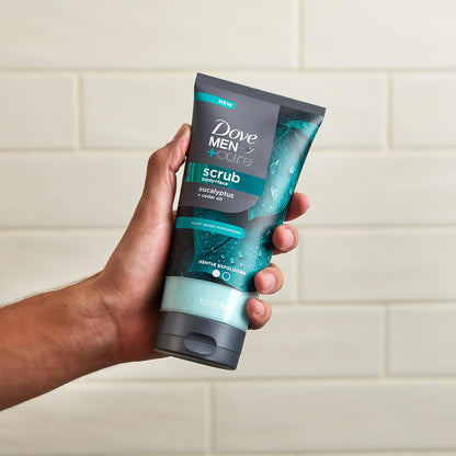 DOVE MEN + CARE Body and Face Scrub Eucalyptus — Essential Oil Exfoliating Paste for an Invigorating Sensory Shower