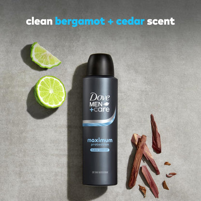 Dove Men+Care Clean Comfort Anti-Perspirant Spray for Clutter-Free Bathrooms and Effortless Daily Routine