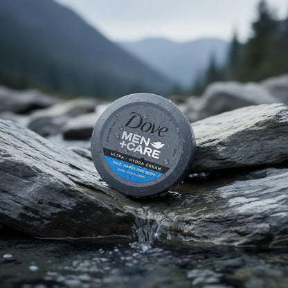 Dove Men+Care Ultra Hydra Cream – On-the-Go Hydration for the Trail and Gym Bag, 4-Pack of 2.53 Oz Jars