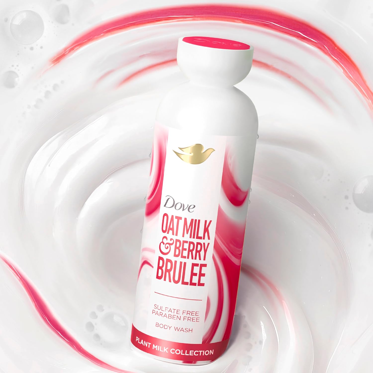 Dove Plant Milk Body Wash Oat Milk & Berry Brulee – Berry Scented Stress Relief Shower for Mood and Relaxation, 17.5 fl oz