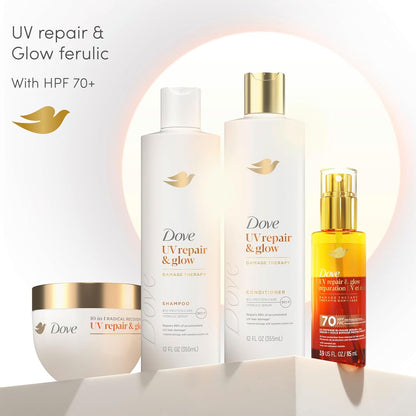 Dove Radical Recovery 10-in-1 UV Repair Hair Mask for Beach Vacations, 70 HPF Sun-Defense Treatment 9.2 oz