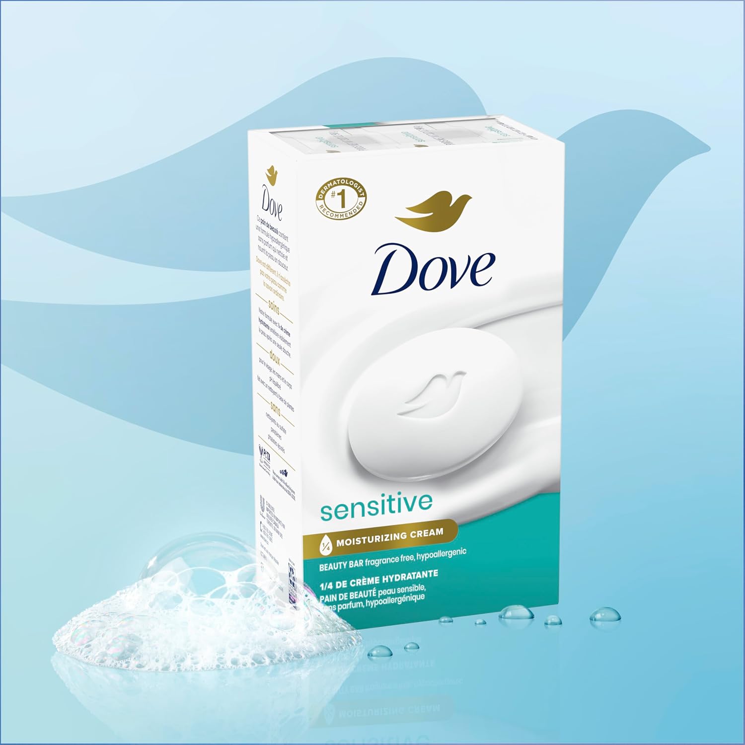 Dove Sensitive Skin Beauty Bar – Fragrance-Free Hypoallergenic Gift Set for Mom on Her Birthday