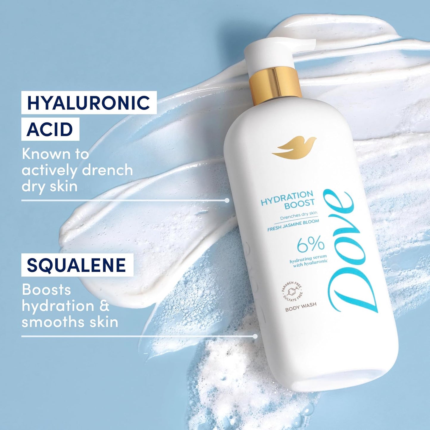 Dove Serum Body Wash Hydration Boost – Thoughtful Birthday Gift for Women Who Love Hyaluronic Acid Skincare, 18.5 Fl Oz