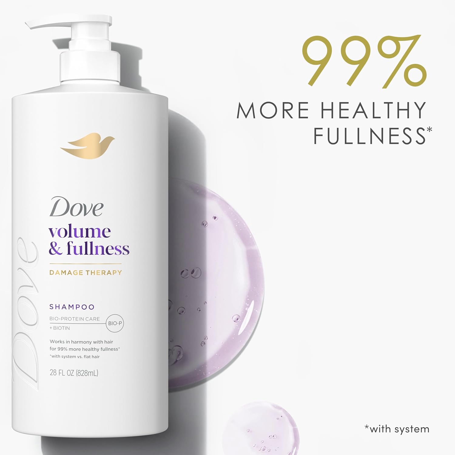 Dove Volume & Fullness Shampoo for Fine Hair – Thoughtful Birthday Gift for Her with Biotin & Bio-Protein Care, 28 fl oz