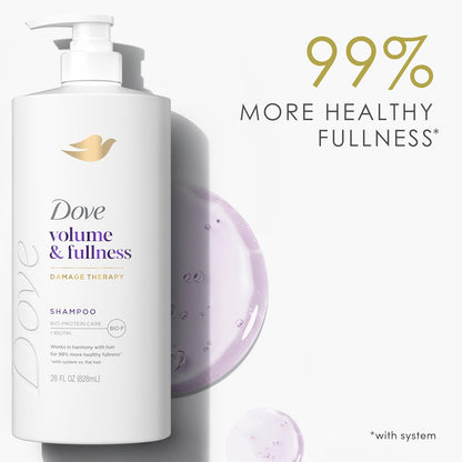 Dove Volume & Fullness Shampoo for Fine Hair – Thoughtful Birthday Gift for Her with Biotin & Bio-Protein Care, 28 fl oz