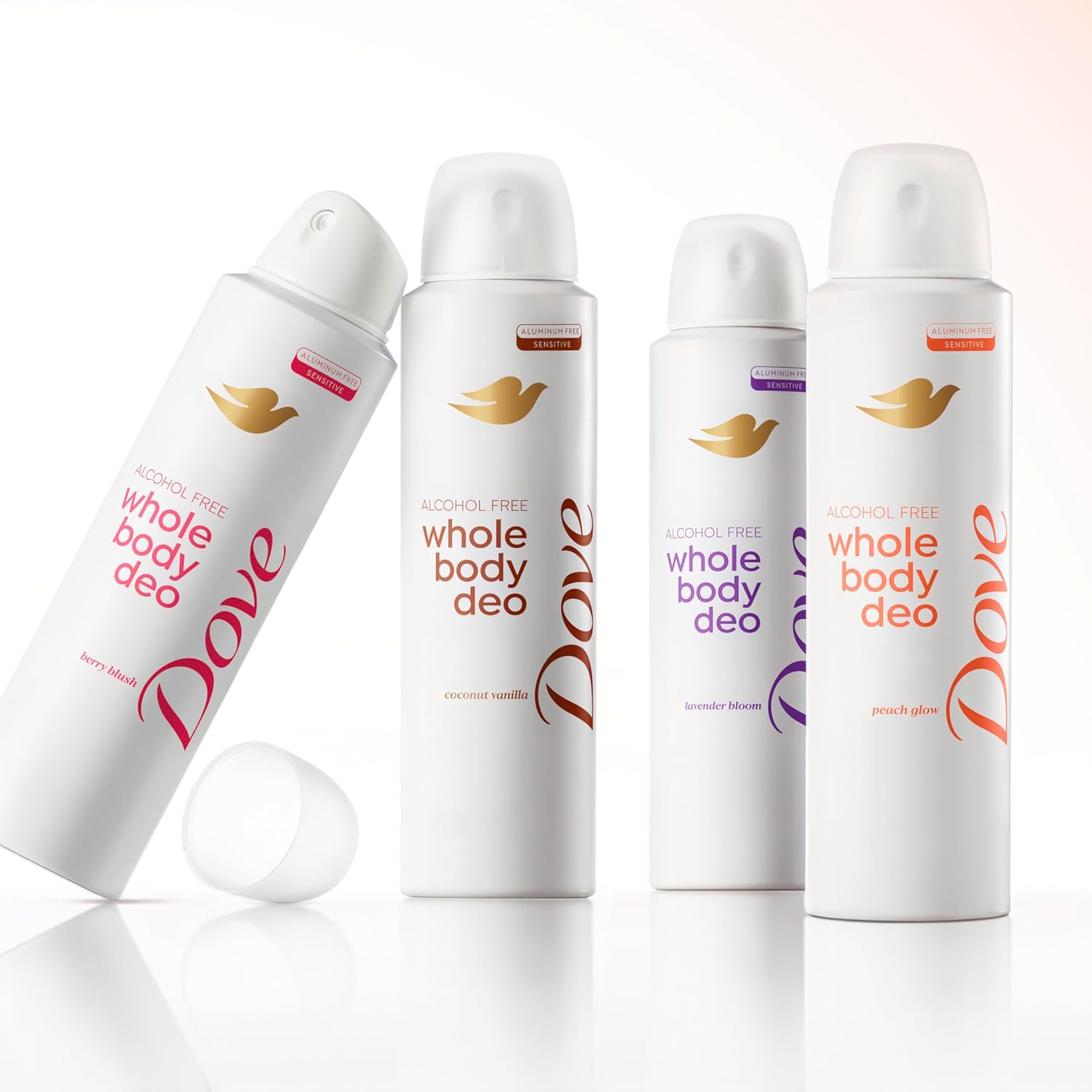 Dove Whole Body Deo Alcohol Free Deodorant Spray Peach Glow 4 oz for Sensitive Skin Dermatologist and Gynecologist Tested 72-hour
