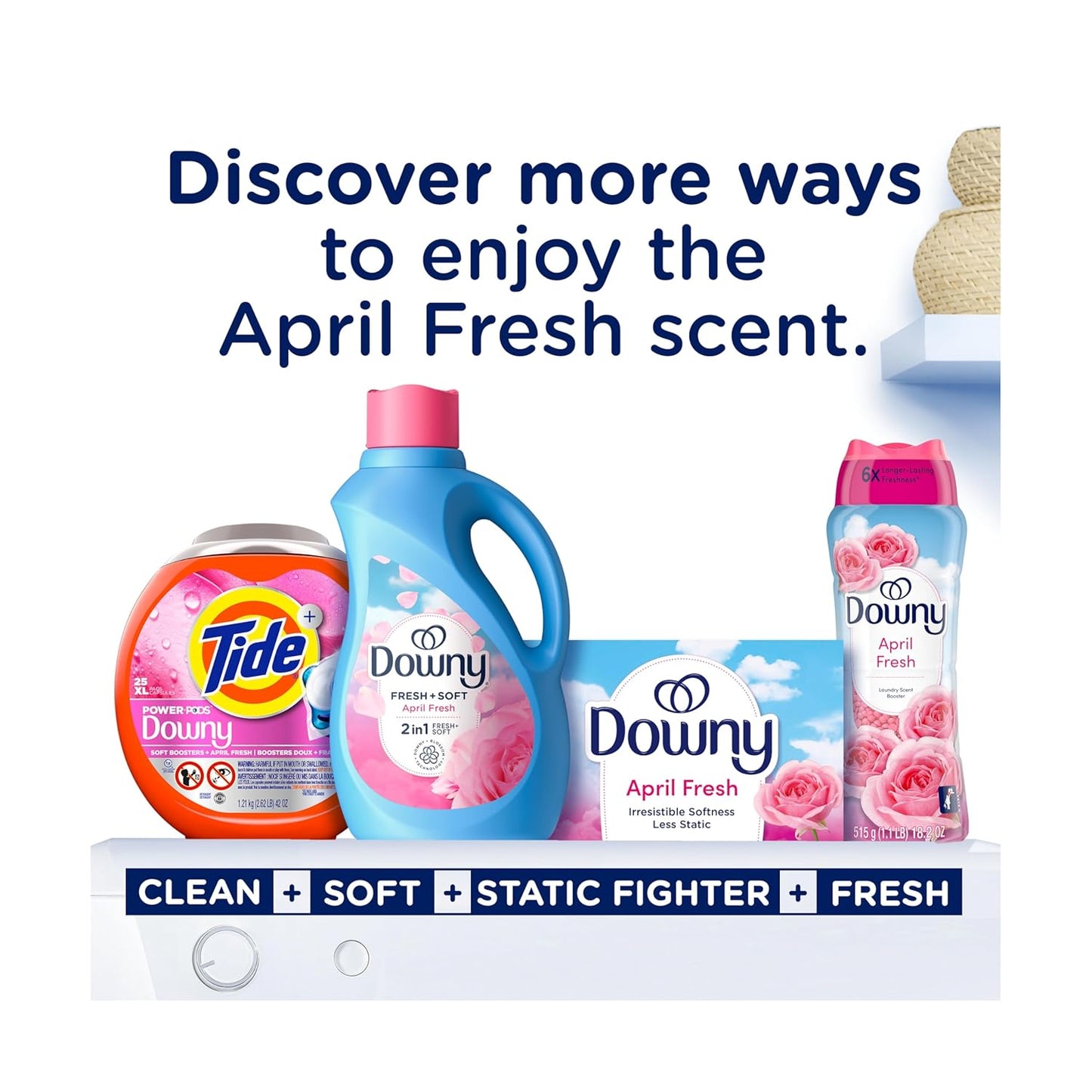Downy April Fresh Liquid Fabric Softener – Self-Care Laundry for Bedroom Linens, Long-Lasting Floral Scent