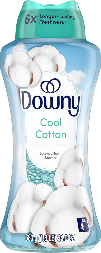 Downy Cool Cotton In-Wash Scent Booster Beads – 24 oz Premium Laundry Fragrance Upgrade for Master Closet and Hotel-Fresh Linens