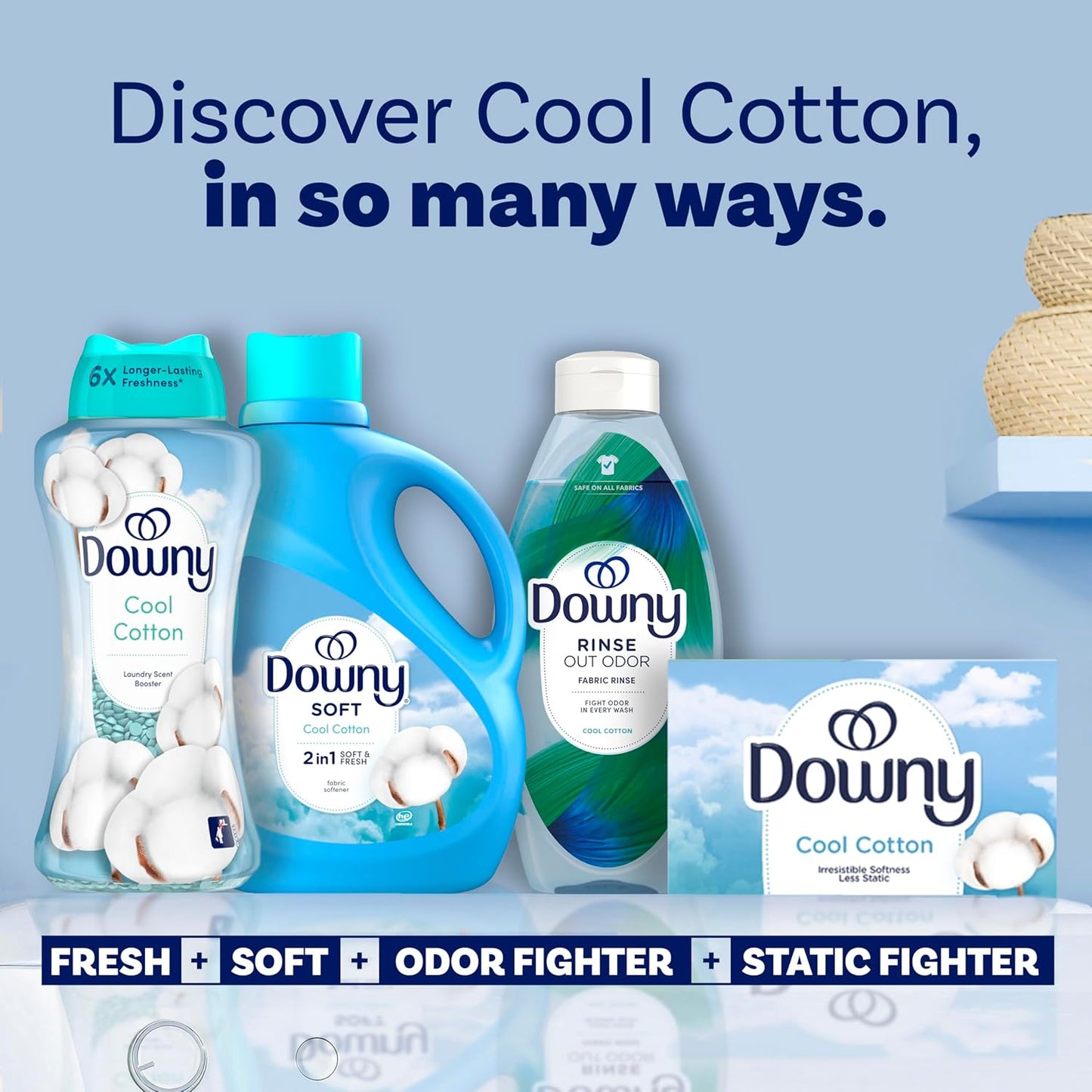 Downy Cool Cotton In-Wash Scent Booster Beads – 24 oz Premium Laundry Fragrance Upgrade for Master Closet and Hotel-Fresh Linens