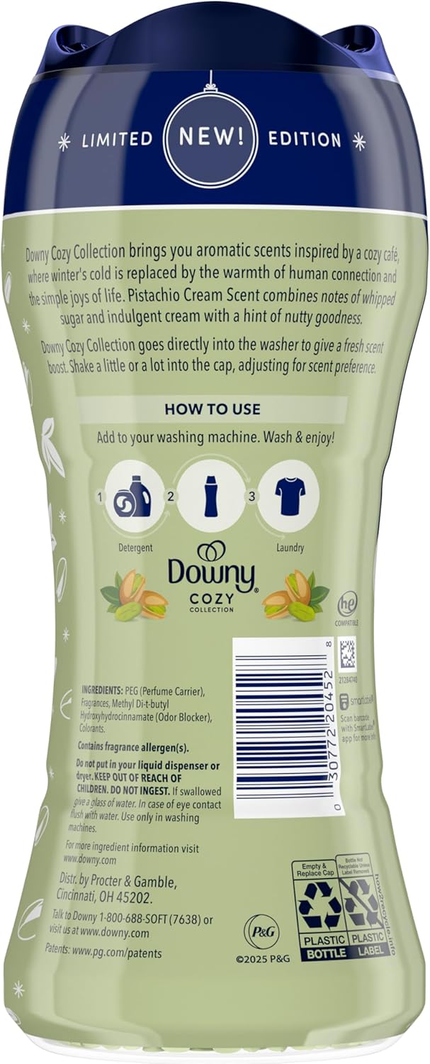 Downy Cozy Collection In-Wash Scent Booster Beads – Pistachio Cream Hostess Gift for Housewarming & Holiday Self-Care, 7.8 oz Limited Edition