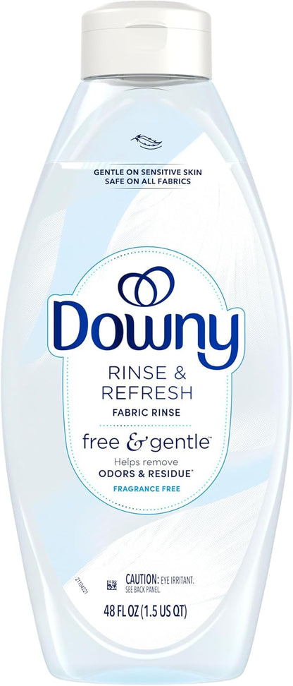 Downy Free & Gentle Rinse Laundry Odor Remover for Intentional Homes, Unscented 2-in-1 Fabric Softener and Odor Remover