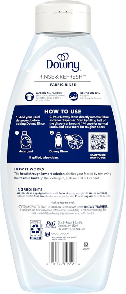 Downy Free & Gentle Rinse Laundry Odor Remover for Intentional Homes, Unscented 2-in-1 Fabric Softener and Odor Remover