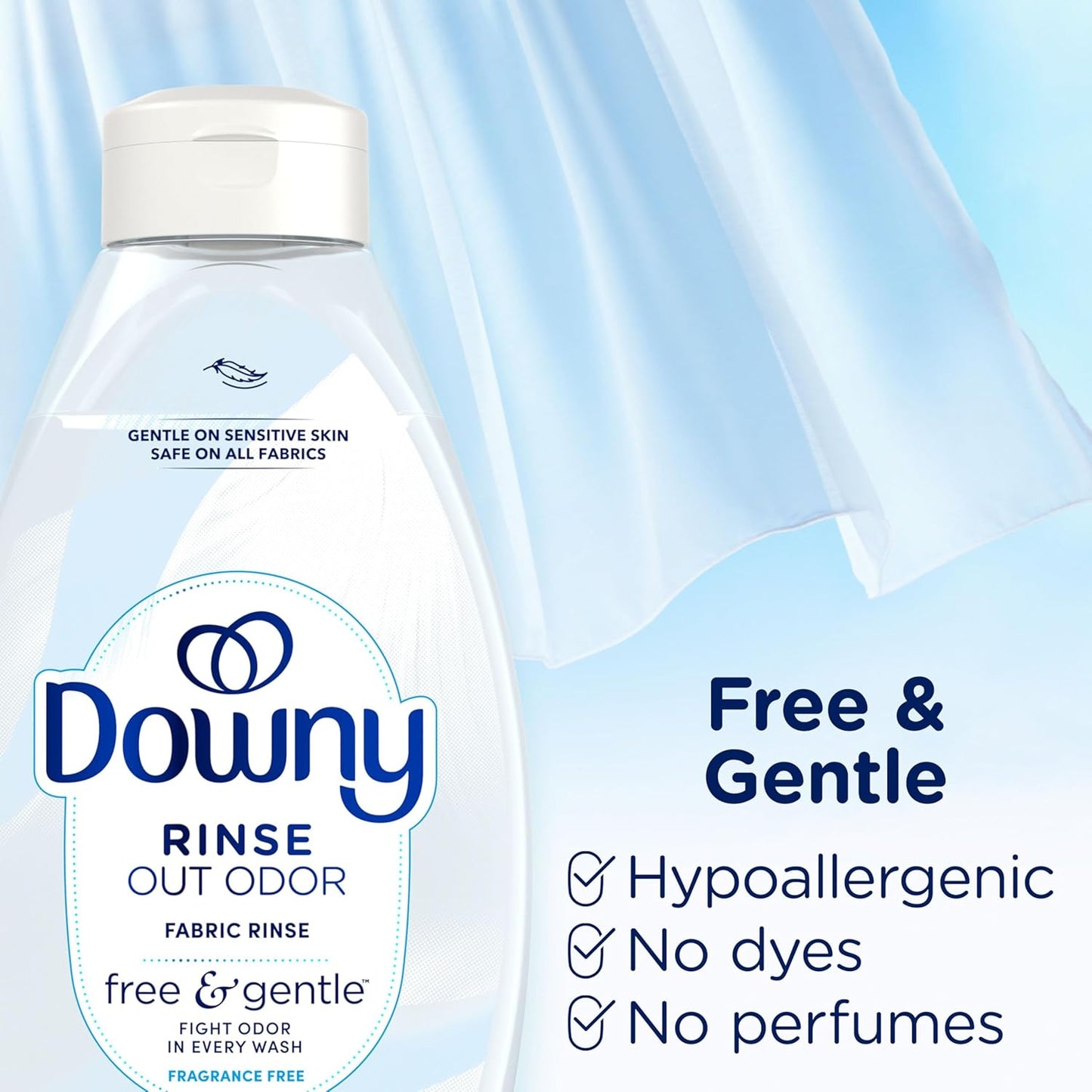 Downy Free & Gentle Rinse Laundry Odor Remover for Intentional Homes, Unscented 2-in-1 Fabric Softener and Odor Remover