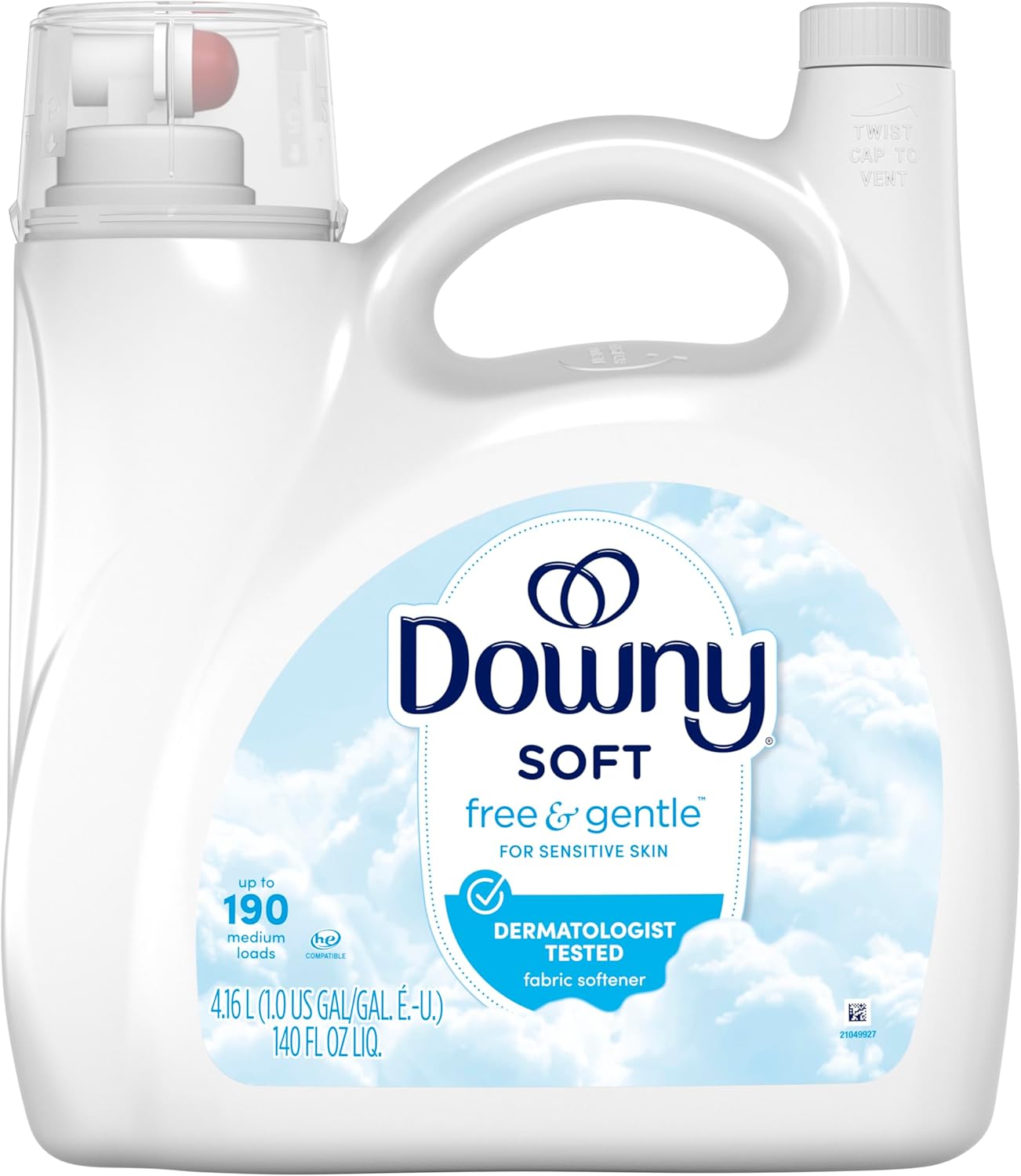 Downy Free & Gentle Unscented Fabric Softener for Eczema and Allergy Sufferers, 190 Loads of Gentle Comfort