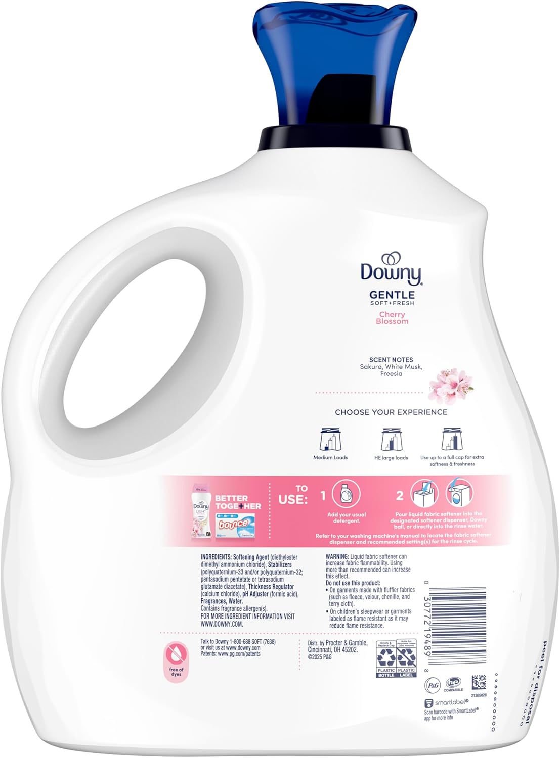 Downy Gentle Soft + Fresh Fabric Softener Liquid – Allergy-Friendly Laundry Softener for Sensitive Households, Dye-Free and Perfume-Light Formula