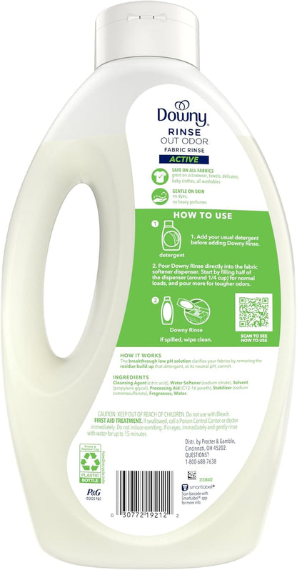 Downy Rinse Laundry Odor Remover, Active Fresh Scent – Low-Irritant Laundry Rinse for Allergy-Prone Skin and Sensitive Households